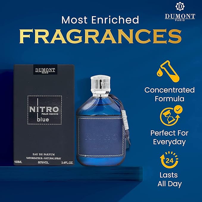 Nitro Blue Eau De Parfum - Uplifting Floral & Woody Fragrance - 3.4 Fl Oz-BrightBean Baby