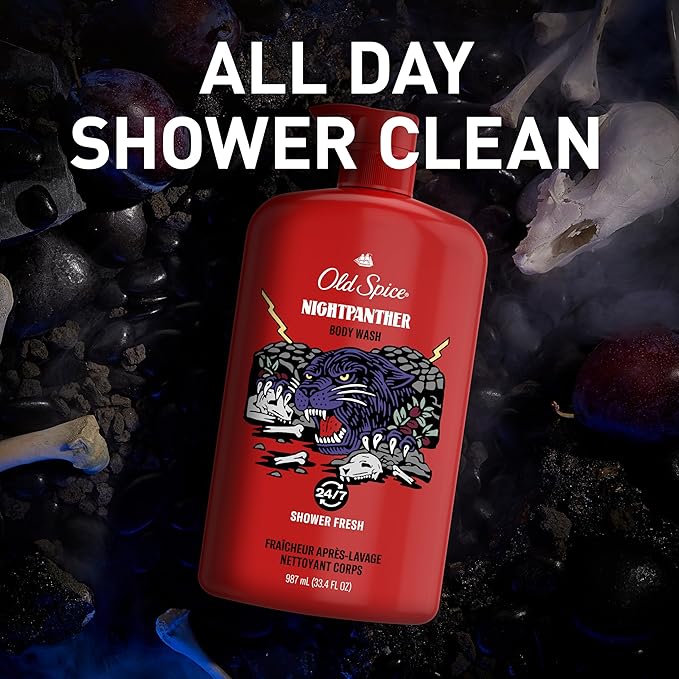 Old Spice Body Wash for Men, 3X Defense, 24/7 Shower Fresh with Long Lasting Lather, NightPanther Scent, 33.4 fl oz (Pack of 4)-BrightBean Baby