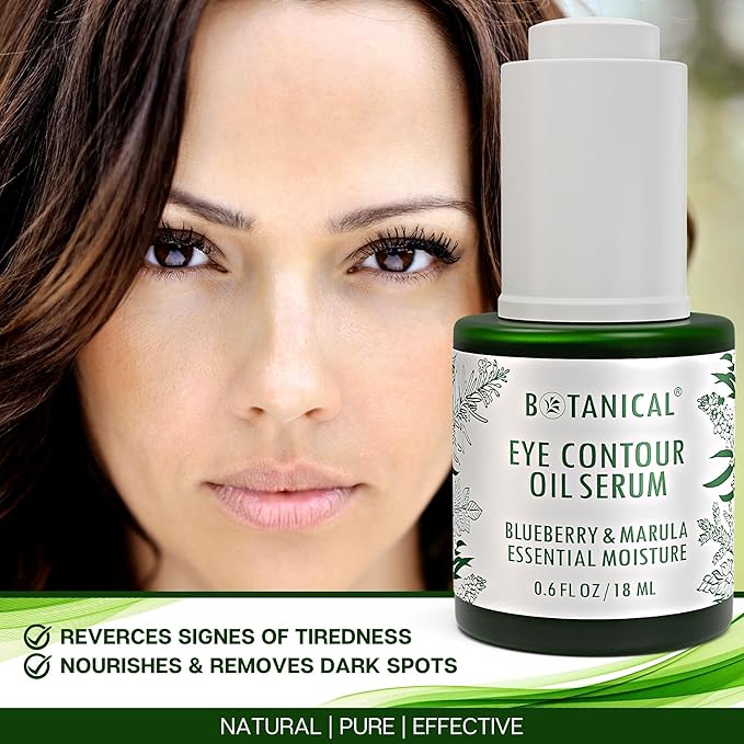 Botanical Eye Contour Oil Serum | Blueberry & Marula Oil | Organic, Pure, Natural Skincare (0.6 fl oz | 18 ml)-BrightBean Baby