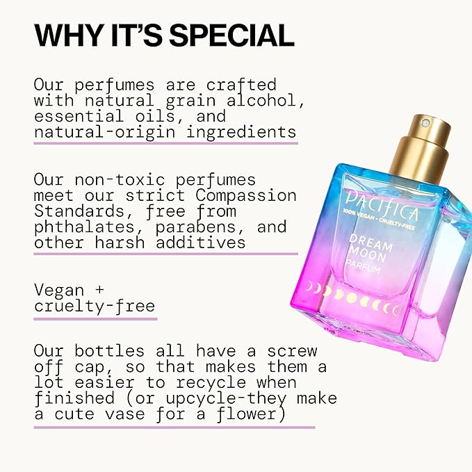 Pacifica Dream Moon Womens Spray Perfume 1 fl oz – Long-Lasting Floral Woody Fragrance for Her - Rose, Patchouli, Sandalwood – 100% Vegan, Cruelty-Free, Phthalate-Free Fragrance-BrightBean Baby