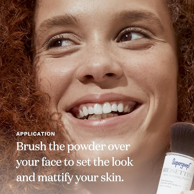 Supergoop! (Re) setting Mineral Powder, Medium - 0.15 oz - Makeup Setting Powder + Broad Spectrum SPF 35 PA+++ Sunscreen - With Ceramides, Olive Glycerides & Coated Silica Spheres-BrightBean Baby