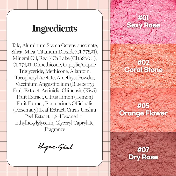 Hope Girl 3D Powder Blusher 0.17oz | Skin-Loving Korean Mini Blush for Cheeks and Eye Makeup w/Allantoin | K Beauty Cool Toned Vibrant Sunkissed Fine Powder Makeup Blush Cosmetics (#05 Orange Flower)-BrightBean Baby