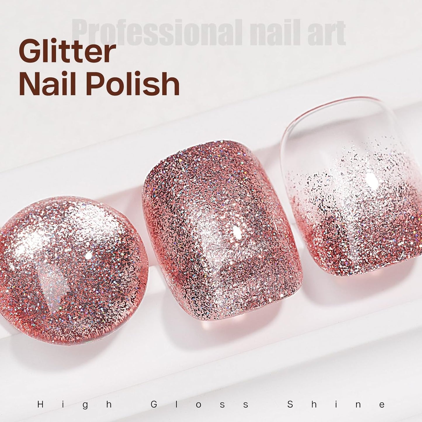 MIZHSE Quick Dry Glitter Brown Nail Polish, Fall Color Nail Polish Air Dry Fast, 15ml High Glossy Sparkly Shiny Shimmer Nail Art Salon Manicure Home-BrightBean Baby