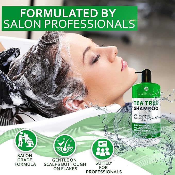 Tea Tree Oil Shampoo - Sulfate and Paraben Free with Collagen Keratin - Ideal for Women and Men with Oily Hair and Scalp Buildup - Anti Dandruff Treatment for Itchy, Dry Scalps – Salon Grade Products-BrightBean Baby