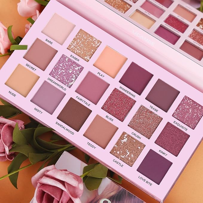 UCANBE Professional 18 Colors Aromas Nude Eyeshadow Palette Long Lasting Multi Reflective Shimmer Matte Glitter Pressed Pearls Eye Shadow Makeup Pallet Kit-BrightBean Baby