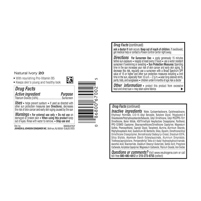 Neutrogena Healthy Skin Liquid Makeup Foundation with Broad Spectrum SPF 20 Sunscreen, Medium Coverage Foundation with Nourishing Pro-Vitamin B5, Natural Ivory 20, 1 fl. oz-BrightBean Baby