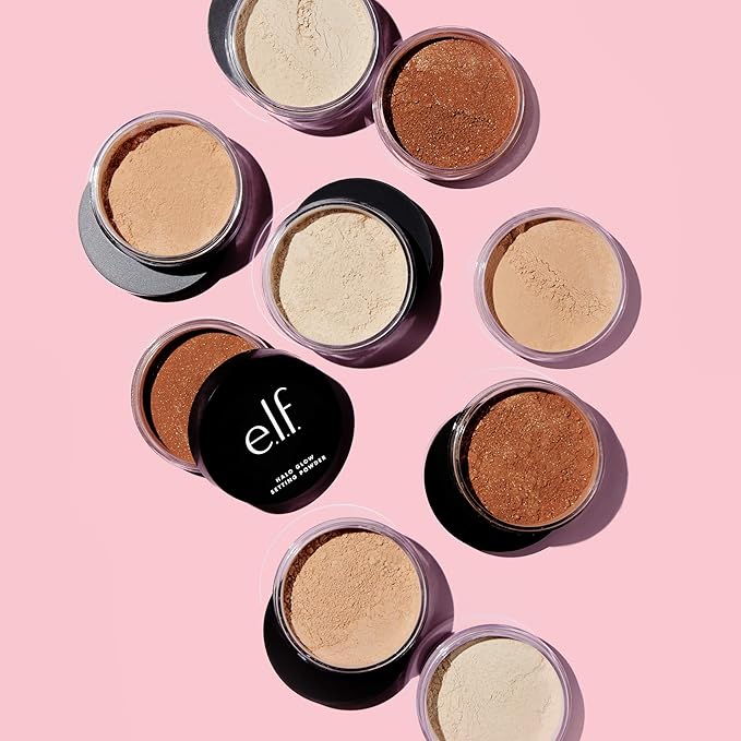 e.l.f. Halo Glow Setting Powder, Smooths The Look Of Pores & Fine Lines, Creates An Airbrushed Finish, Vegan & Cruelty-Free, Deep-BrightBean Baby
