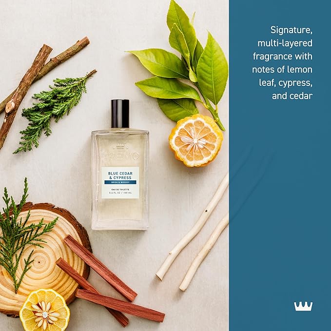 Cremo Cologne for Men - Blue Cedar & Cypress Mens Cologne Spray- A Woodsy Scent with Notes of Lemon Leaf, Cypress and Cedar, Fragrances For Men, 3.4 Fl Oz-BrightBean Baby