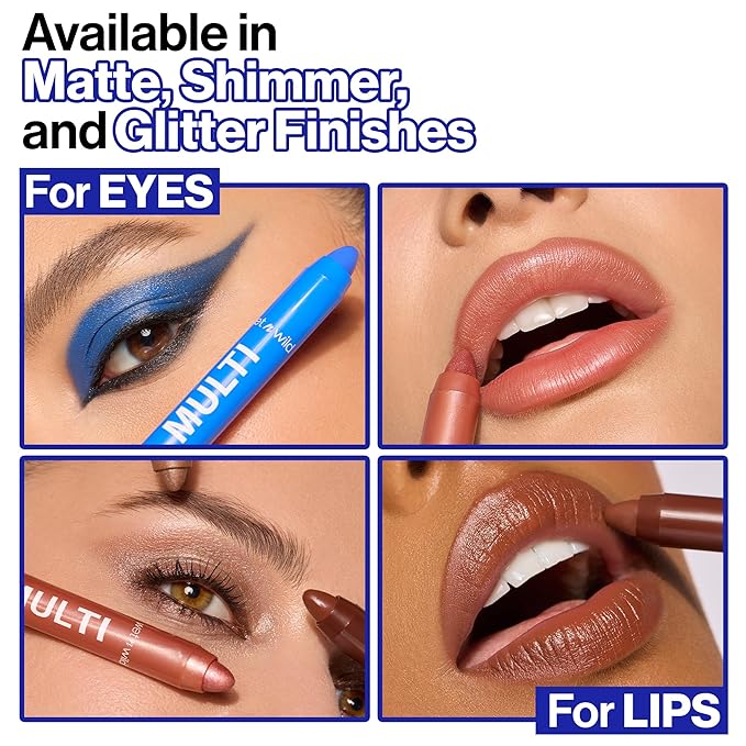 wet n wild Color Icon Cream Eyeliner Eyeshadow Multi-Stick, Moisturizing, Nourishing Velvety Cream-to-Powder Buildable & Blendable Formula, Cruelty-Free & Vegan - Blue Me Away-BrightBean Baby
