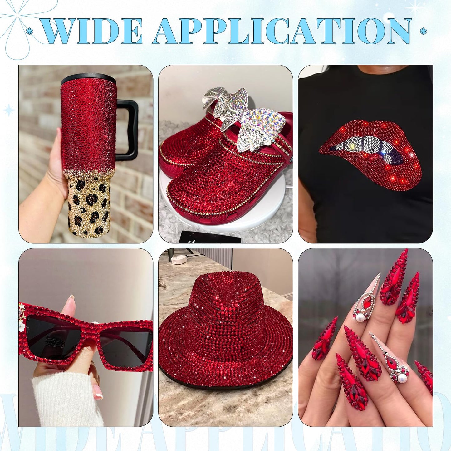 6000Pcs Resin Rhinestones for Bedazzling with 3Pcs B7000 Jewelry Glue, 1 Box Dark Red Flatback Rhinestones for Crafting Crafts DIY, Crystals Gems for Clothing Shoes Tumblers Nail Art Makeup-BrightBean Baby