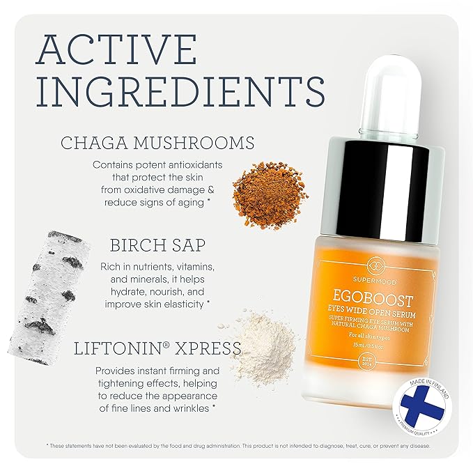 Egoboost Eye Serum - Eye Serum for Dark Circles and Puffiness, Hydrating Serum, Bright and Tight Eye Serum in Facial Skin Care Products, Mushroom Extract Eye Serum for Wrinkles-BrightBean Baby