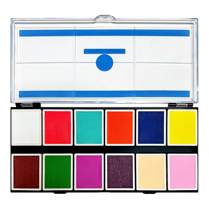UV 12-Color Palette - Water-Activated Neon Glow Makeup for Face & Body - Fluorescent Shades for SFX, Party Makeup, Cosplay & Theatrical Performances-BrightBean Baby