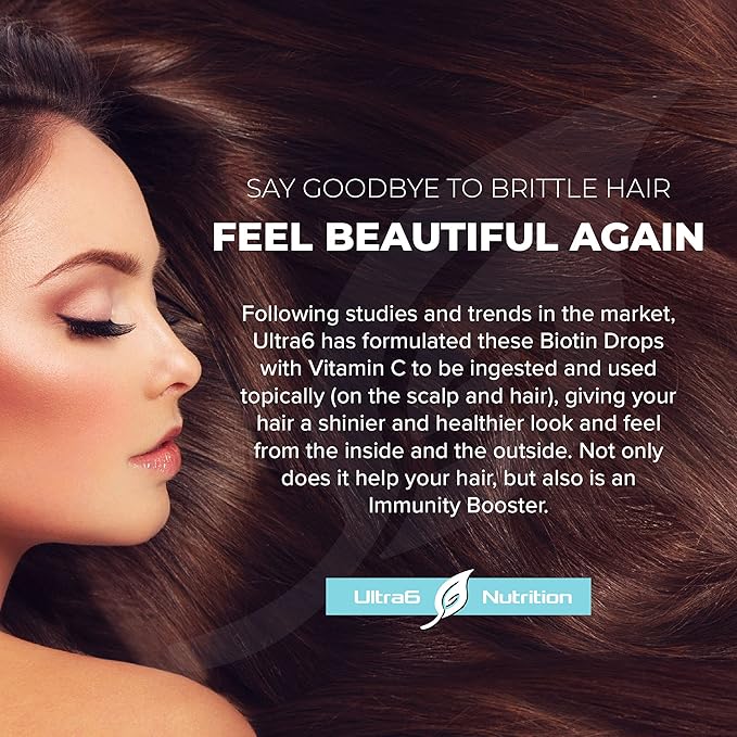 Liquid Biotin with Hair Vitamins - Vitamin C, E, B6 & Organic Coconut Oil - Liquid Biotin for Hair, Skin, Nails and Immunity Support-BrightBean Baby