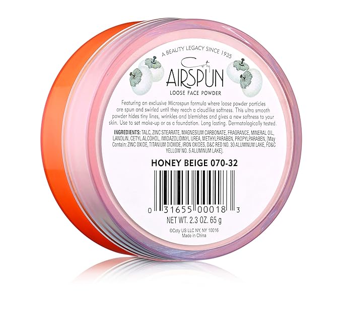 Coty Airspun Loose Face Powder 2.3 Ounce Honey Beige Light Peach Tone Loose Face Powder, for Setting or Foundation, Lightweight, Long Lasting, Pack of 1-BrightBean Baby