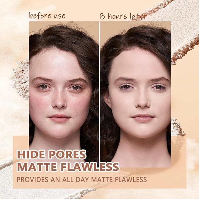 Oil Control Face Pressed Powder,Matte Smooth Flawless Setting Powder Makeup,Waterproof Long Lasting Finishing Powder,Cruelty Free Lightweight Face Cosmetics,0.35Oz(WHITE)-BrightBean Baby