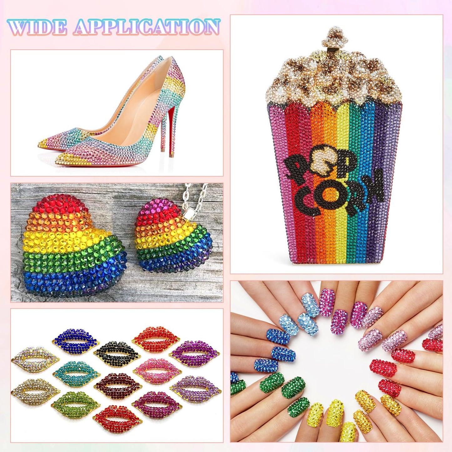 6600Pcs Resin Rhinestones with 3Pcs B7000 Jewelry Glue for Crafting, Multicolors 5mm Non Hotfix Flatback Gems, Bedazzling Crystal for DIY Crafts Clothing Tumblers Mugs Shoes Fabric Decor Nail Art-BrightBean Baby