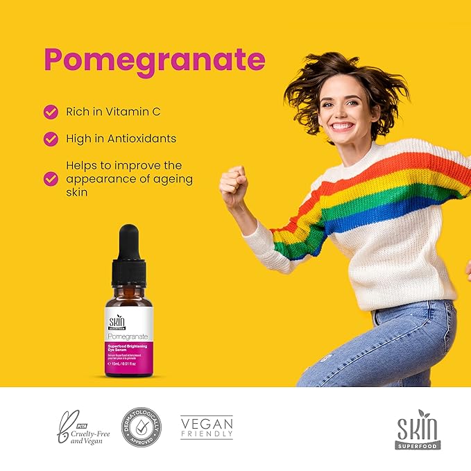 Pomegranate Superfood Brightening Oily Eye Serum 100% Natural and Vegan 0.53 Fl Oz (15ml)-BrightBean Baby