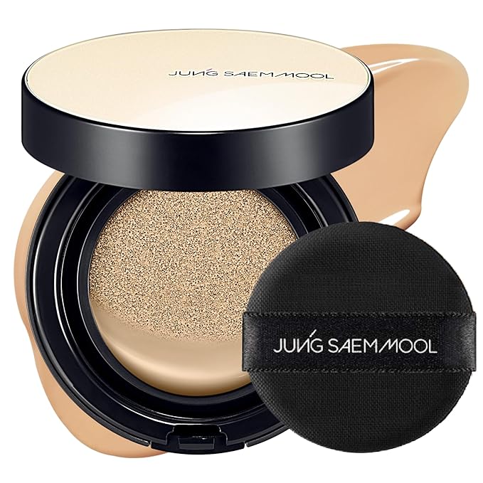 JUNG SAEM MOOL Essential Skin Nuder Cushion 22W Sand 0.49 Fl Oz, No Refill, Natural Radiant Finish Cushion Foundation with Buildable Coverage, Lightweight Texture, Korean Foundation Makeup-BrightBean Baby