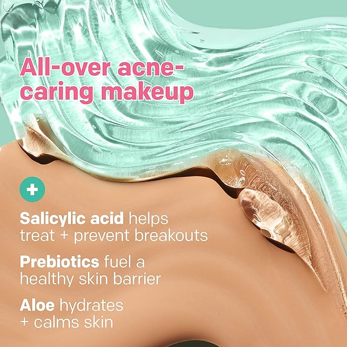 Almay Clear Complexion Acne Foundation Makeup with Salicylic Acid - Lightweight, Medium Coverage, Hypoallergenic, Fragrance-Free, for Sensitive Skin, 800 Caramel, 1 fl oz.-BrightBean Baby