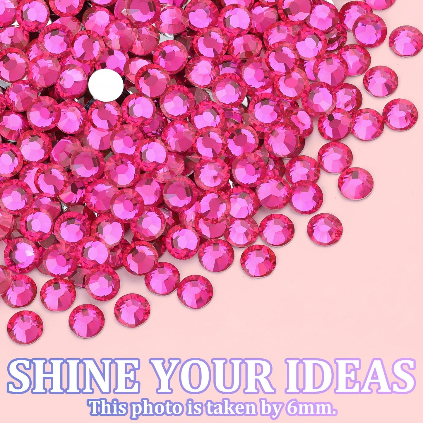 25000Pcs Resin Rhinestones with Tweezers for Crafting, Hot Pink 2-6mm Mixed Sizes Non Hotfix Flatback Gems, Bedazzling Crystal for DIY Craft Clothing Mugs Tumblers Shoes Fabric Decor Nail Art-BrightBean Baby