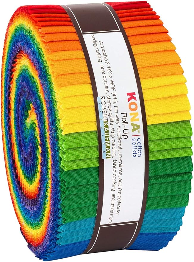 2-1/2in Strips Kona Cotton Bright Rainbow Palette, 40pcs/Bundle-BrightBean Baby