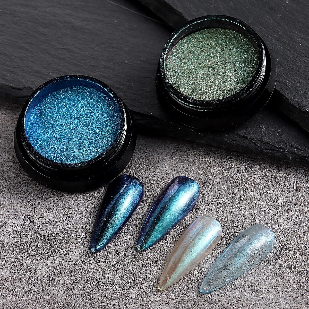 10Pcs Chrome Nail Powder Set, Holographic Unicorn Laser Nail Powder, Aurora Mermaid Iridescent Chameleon Mirror Effect Pigment Glitter Dust for Salon Home Nail Art DIY Decorations-BrightBean Baby