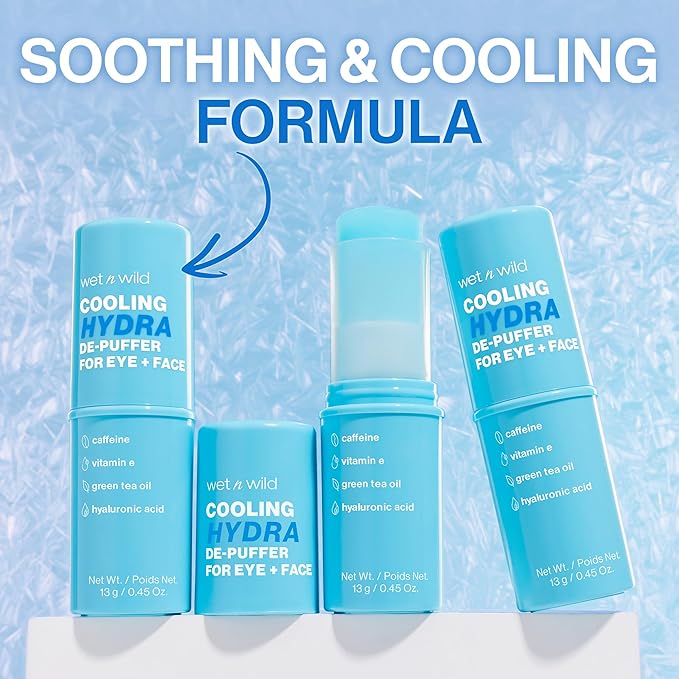 wet n wild Cooling Hydra De-Puffer, Soothing Face Makeup Primer Stick with Vitamin E & Caffeine, Instant Skin Refreshments for All Skin Types and Complexions, Vegan & Cruelty-Free-BrightBean Baby