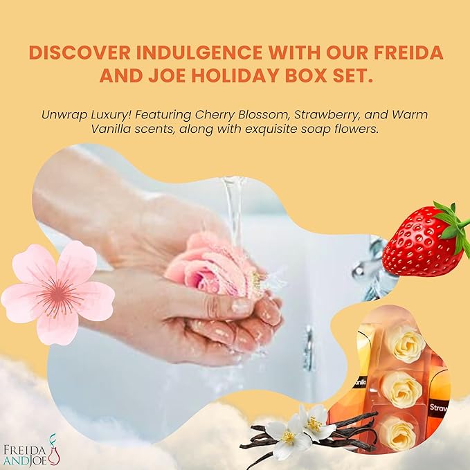 Fine Fragrance Body Mist & Body Splash Gift Set – Luxury Self-Care Combo for Women and Girls (Cherry Blossom, Strawberry, Warm Vanilla, Rose Soap)-BrightBean Baby