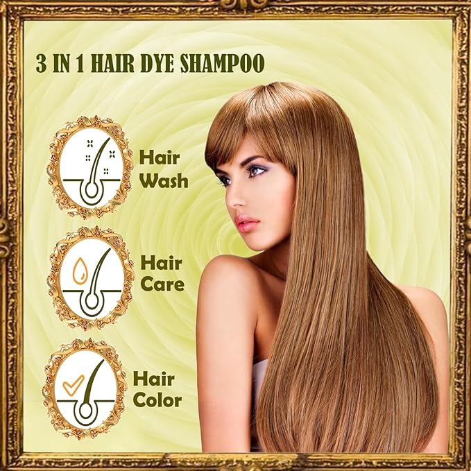 Blonde Brown Hair Dye Shampoo 3 in 1 - Instant Shampoo Para Pintar el Cabello Refresh Hair Color, Herbal Shampoo Hair Dye for Women Men, Easy to Use & Long Lasting Hair Color Shampoo 16.90 oz-BrightBean Baby