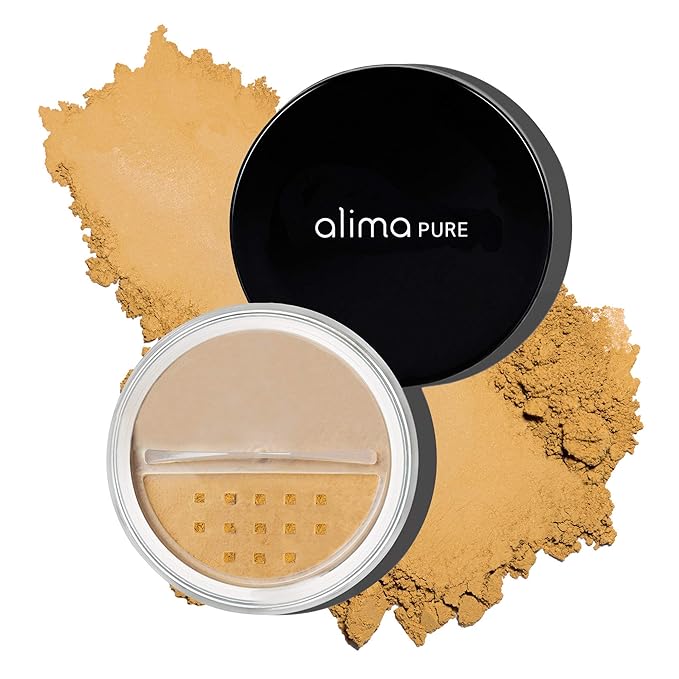 Alima Pure Matte Foundation Loose Mineral Powder Foundation Makeup, Loose Powder Makeup Oil Free Talc Free Powder, Natural Makeup Mineral Foundation Full Coverage Natural Foundation Powder .15 oz/4.5g-BrightBean Baby
