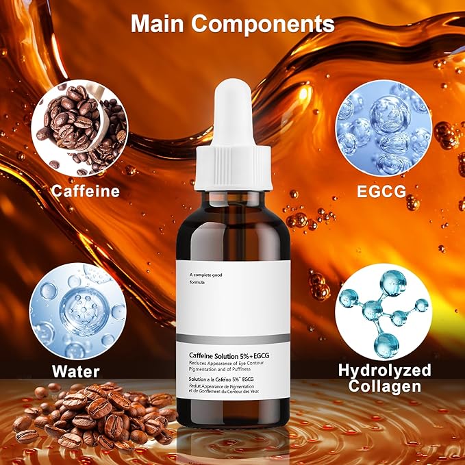 Caffeine Solution 5% + EGCG Eye Serum, 30ML Moisturizing Caffeine Eye Serum, Targets Dark Circles & Puffiness, Smooths Fine Lines-BrightBean Baby