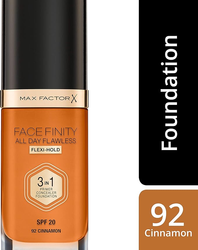 Max Factor Facefinity 3-in-1 All Day Flawless Foundation SPF 20#092 Cinnamon 7.05 Ounce-BrightBean Baby