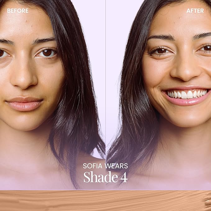 Naked Sundays BeautyScreen™ SPF 50 Mineral Peptide Foundation Tint – 2-in-1 Skin Tint & Mineral Sunscreen | Radiant, Buildable Coverage, Acne-Safe, Infused with Peptides (4 Medium honey, 1.01 fl oz)-BrightBean Baby