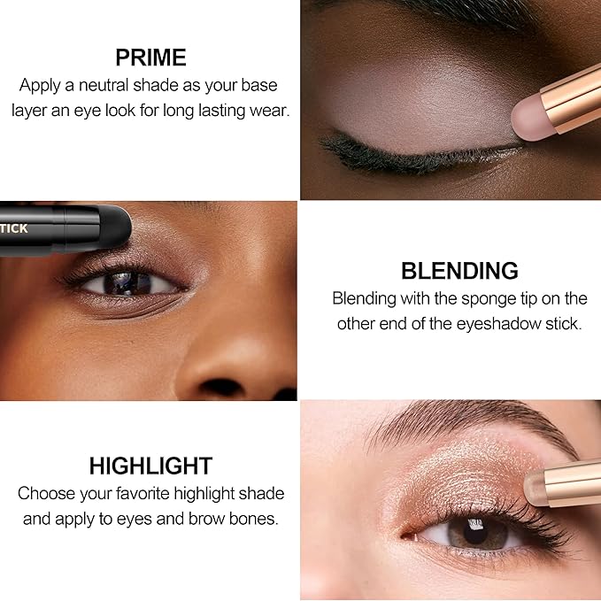 FV Cream Shimmer Eyeshadow Stick,Long Lasting & Waterproof, Multi-Use & High Pigment Eyeshadow Makeup Stick, Smoky Grey Shimmer