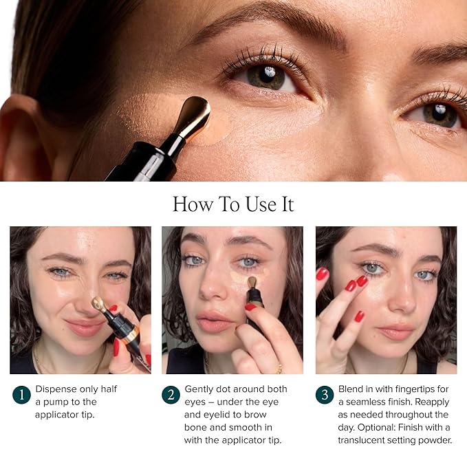 DRMTLGY Luminous Eye Corrector SPF 41, Under Eye Color Corrector for Dark Circles, Anti-Aging Tinted Eye Cream, Hydrating Eye Serum with Peach Undertone, Fair-BrightBean Baby
