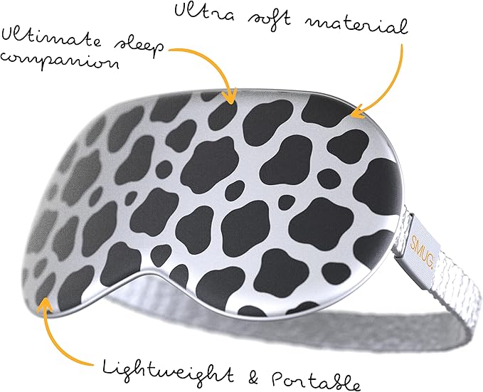 SMUG Satin Sleep Mask & Eye Mask | Travel Sleep Masks for Women & Men | Soft Sleeping Eye Mask to Nourish Skin & Reduce Dark Circles | Eye Sleep Mask Shades to Block Out Light | Cow-BrightBean Baby