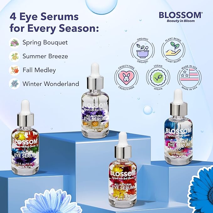 Blossom All Natural Organic Cruelty Free Moisturizing Eye Serum with Essential Oils, Infused with Real Flowers, Made in USA, 0.5 fl. oz./15ml, Winter Wonderland-BrightBean Baby