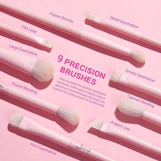 Jessup Pink Makeup Brushes Set 14Pcs Make up Brushes Premium Vegan Foundation Concealer Blush Eyeshadow Eyeliner Powder Highlighter Blending Face Brush Set, T495-BrightBean Baby