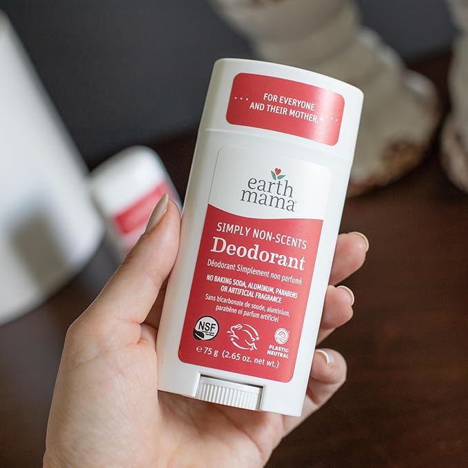 Earth Mama Simply Non-Scents Deodorant | Fragrance-free + Safe for Sensitive Skin, Pregnancy and Breastfeeding, Contains Organic Calendula and Coconut Oil, No Baking Soda or Aluminum, 2.65-Ounce-BrightBean Baby