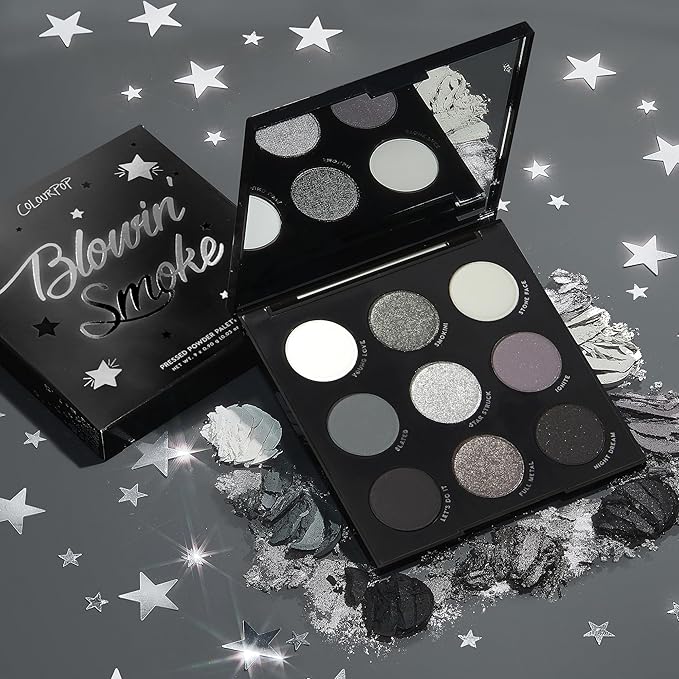 ColourPop Blowin' Smoke Eyeshadow Palette - Silver Eyeshadow and Smokey Eye Eyeshadow Palette with Metallic and Matte Finishes - High-Pigment Eye Makeup with a Long-Wearing Formula (0.3 oz)-BrightBean Baby