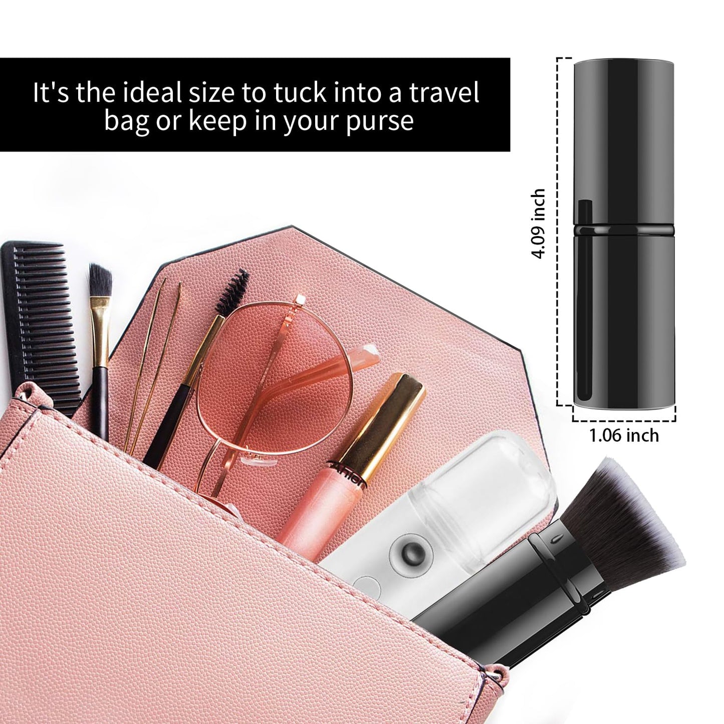 Falliny Makeup Brushes, Retractable Travel Kabuki Powder Foundation Brush, Portable Face Liquid Foundation Sunscreen Brush with Cover for Blending Liquid, Bronzer,Cream or Flawless Powder Cosmetics-BrightBean Baby