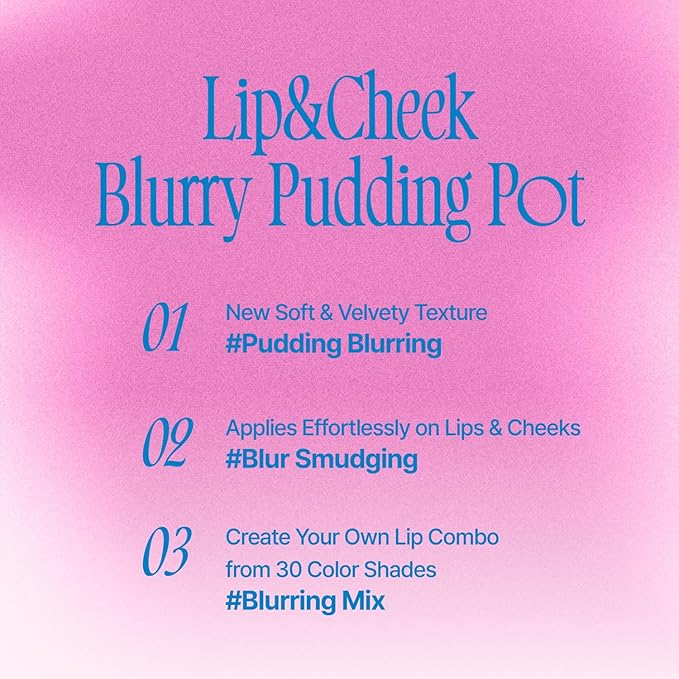 Lip&Cheek Blurry Pudding Pot | Blushed Moment - Cherry | Makeup Blush, Buildable Lightweight, Multi-Use Soft Matte Finish | 5g-BrightBean Baby