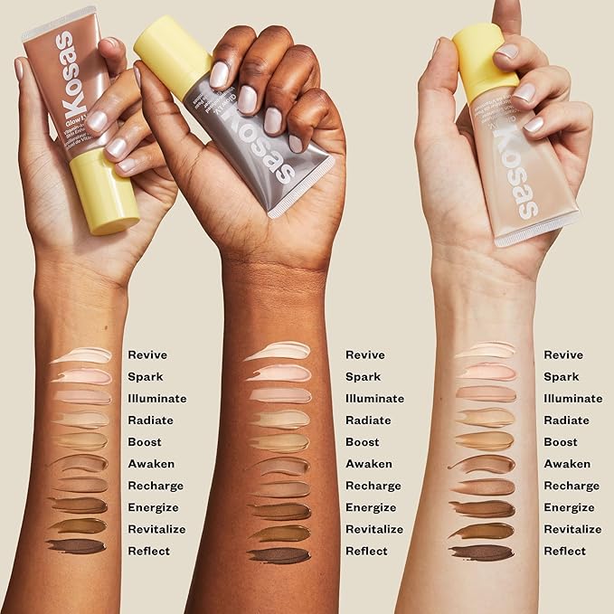 Kosas Glow I.V. Vitamin-Infused Skin Enhancer Face Makeup - Tinted Beauty Highlighter for a Healthy Glow - Radiate-BrightBean Baby