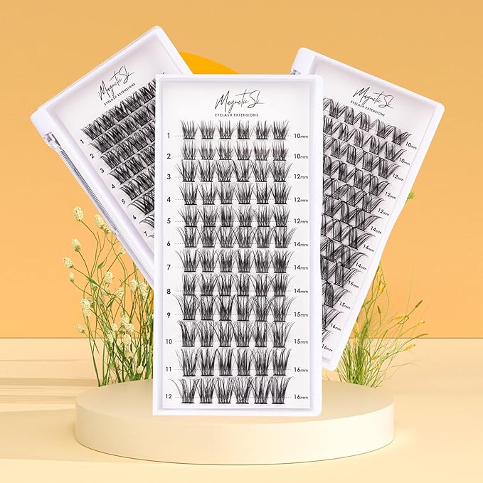 Cluster Lashes 72 Individual Lashes Clusters Eyelash Extensions False Eyelashes DIY Lash Extension Kit Reusable False Eyelashes Natural Look Mix 10-16mm C D Curl-DM06-BrightBean Baby