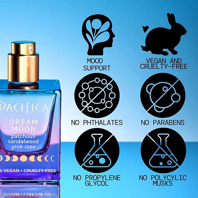 Pacifica Dream Moon Womens Spray Perfume 1 fl oz – Long-Lasting Floral Woody Fragrance for Her - Rose, Patchouli, Sandalwood – 100% Vegan, Cruelty-Free, Phthalate-Free Fragrance-BrightBean Baby