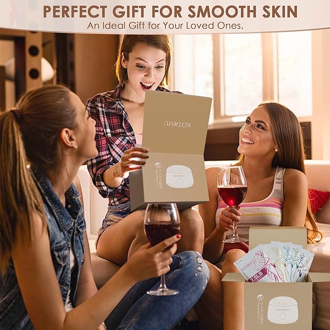 KOTAMU Waxing Kit for Women & Men, Wax Warmer for Hair Removal, Digital Wax Kit with Silicone Pot,Ideal for Face Eyebrow Arm Legs Armpit &Sensitive Skin, Cherry Waxing Machine for Home Salon Use-BrightBean Baby