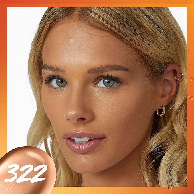 Maybelline Super Stay Up to 24HR Skin Tint, Radiant Light-to-Medium Coverage Foundation, Makeup Infused With Vitamin C, 322, 1 Count-BrightBean Baby