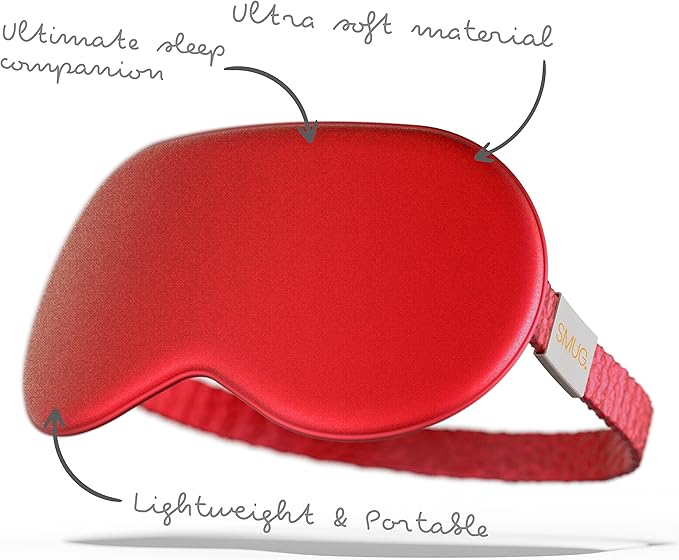 SMUG Satin Sleep Mask & Eye Mask | Travel Sleep Masks for Women & Men | Soft Sleeping Eye Mask to Nourish Skin & Reduce Dark Circles | Eye Sleep Mask Shades to Block Out Light | Red-BrightBean Baby