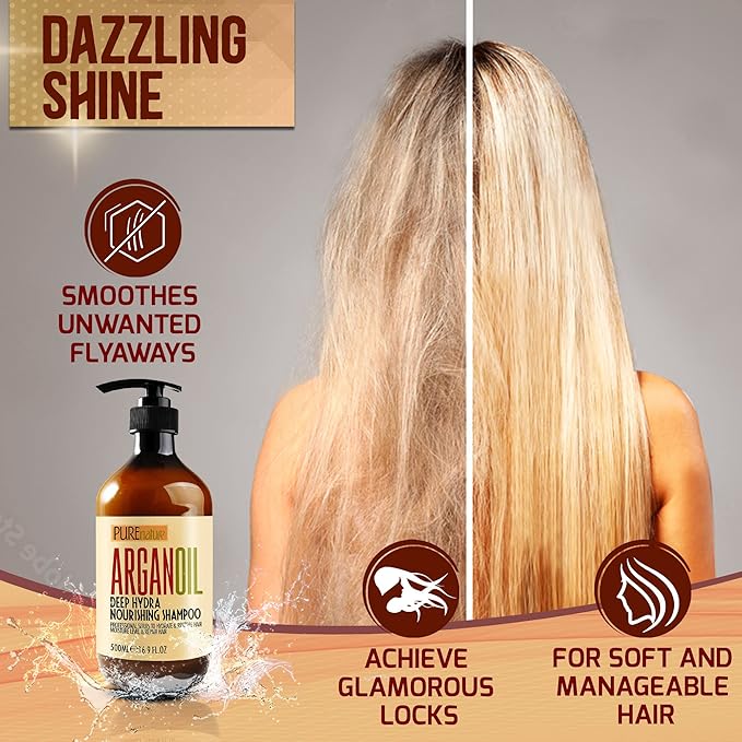 Moroccan Argan Oil Shampoo - Sulfate SLS Paraben Free Moisturizing Treatment for Women and Men - For All Types Including Curly, Dry, Damaged and Oily Hair - Hydrating and Nourishing - Salon Grade-BrightBean Baby