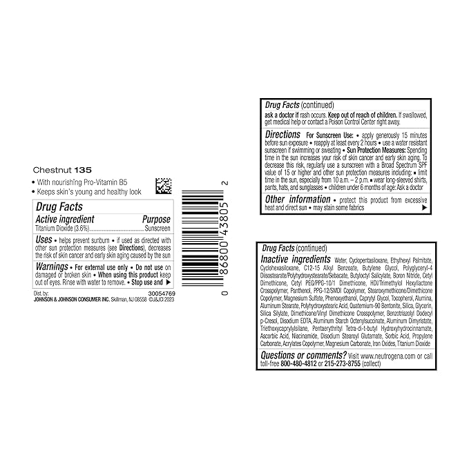 Neutrogena Healthy Skin Liquid Makeup Foundation with Broad Spectrum SPF 20 Sunscreen, Medium Coverage Foundation with Nourishing Pro-Vitamin B5, Chestnut 135, 1 fl. oz-BrightBean Baby